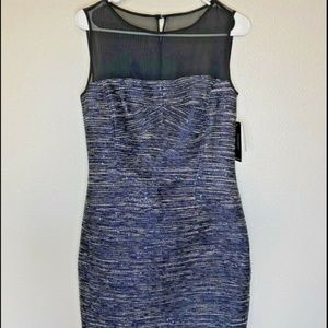 Laundry by Shelli Segal Navy Metallic Twead Dress